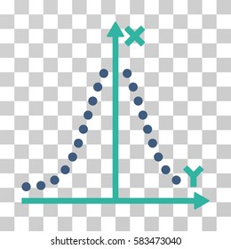 Gauss Plot vector pictograph. Illustration style is flat iconic bicolor cobalt and cyan symbol on a transparent background.