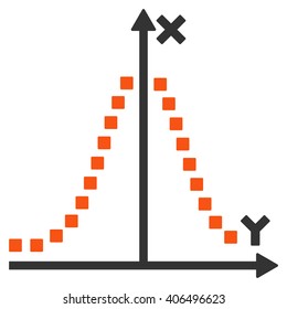Gauss Plot vector toolbar icon. Style is bicolor flat icon symbol, orange and gray colors, white background, square dots.