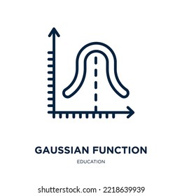 gaussian function icon from education collection. Thin linear gaussian function, analytics, curve outline icon isolated on white background. Line vector gaussian function sign, symbol for web and 