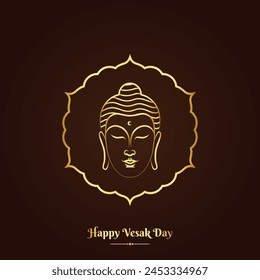 Diseño de Vector dorado Gautam Buddha para feliz día de vesak o buddha purnima.