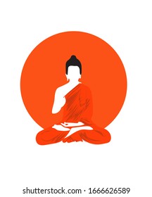 Gautama Buddha graphic art Buddhist title design.