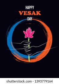 Gautama Buddha lotus on his hand,Happy Vesak Day illustration vector image