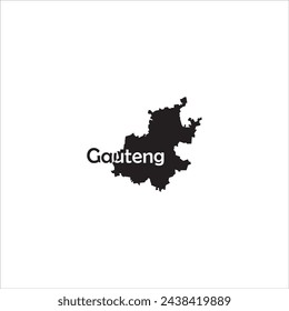 Gauteng South Africa map and black letter design on white background