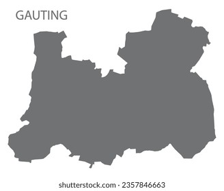 Gauting German city map grey illustration silhouette shape