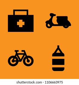 gauze, adult, transportation and exercise icons set. Vector illustration for web and design