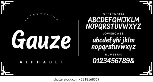 Gauze handwritten brush script alphabet typeface for modern branding and greeting cards