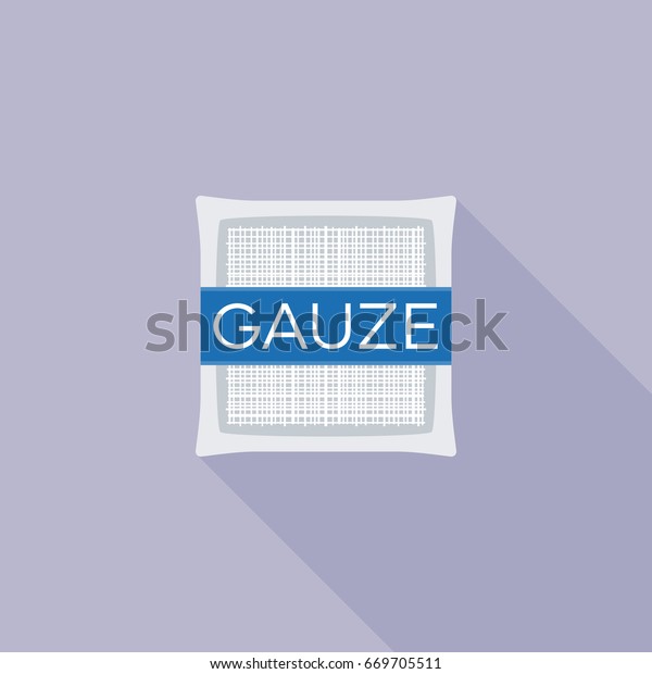 Gauze pad for first aid icon, flat design vector
with long shadow