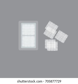 Gauze Pad For First Aid And Wound Dressing Vector Illustration 