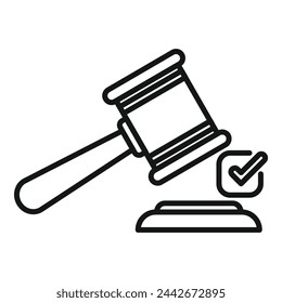 Gavel approved test icon outline vector. Law regulatory company. Control quality