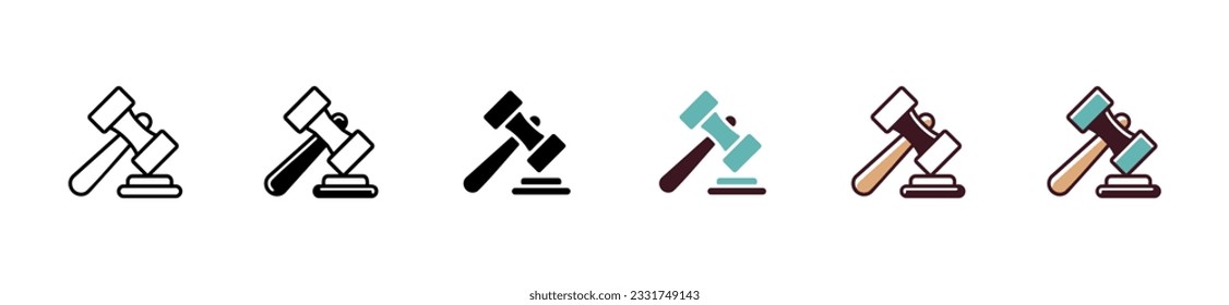 gaval subasta martillo icono vector para oferta legal negocio online símbolo de la oferta