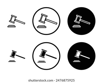Gavel black filled and outlined icon set