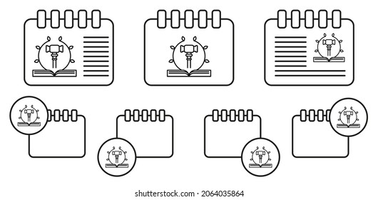 Gavel, book vector icon in calender set illustration for ui and ux, website or mobile application