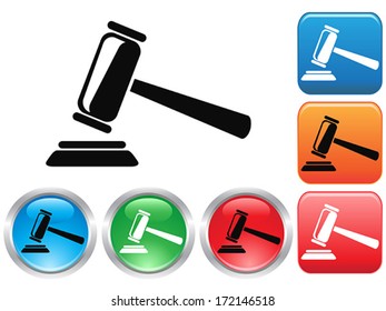 Gavel button icons set
