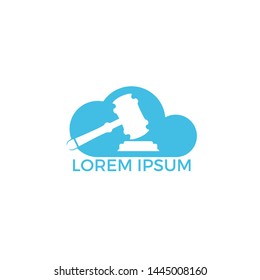 Gavel and cloud icon logo, Hammer judge icon vector illustration. Law firm logo design inspiration.	