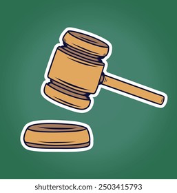 A gavel commonly used by judges in courtrooms symbolizing the power and authority of the judicial system to make legal decisions and enforce laws.Vector Illuatration.