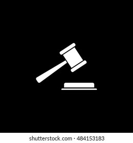 Gavel Flat Icon On Black Background