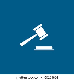 Gavel Flat Icon On Blue Background
