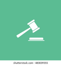 Gavel Flat Icon On Green Background