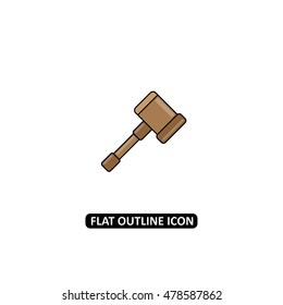 Gavel flat line icon. 
