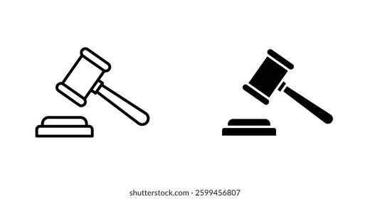 Gavel flat simple vector icons illustration set.
