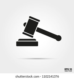 Gavel glyph icon vector. Law enforcement and criminal justice symbol.