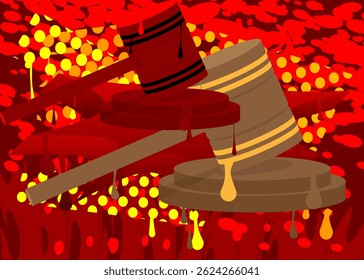 Gavel graffiti. Abstract modern street art decoration performed in urban painting style.