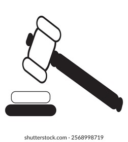 Gavel hammer icon law gavel. Auction court hammer bid authority concept symbol. Black,white and Colors Hammer.