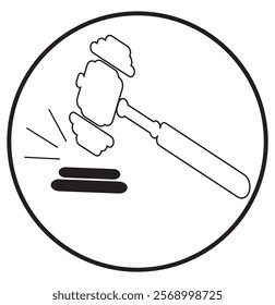 Gavel hammer icon law gavel. Auction court hammer bid authority concept symbol. Black,white and Colors Hammer.