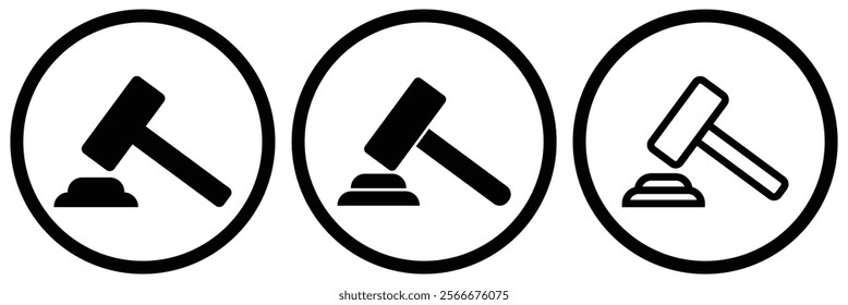 Gavel, Hammer icon. Gavel icon vector for web and mobile app. judge gavel sign and symbol. law icon. auction hammer. Judge law gavel. Auction court hammer bid authority concept symbol. Design Eps 10