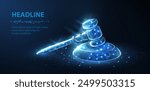 Gavel hammer. Law judge, digital justice, legal concept, justice system, cyber intelligence, court judgement, digital court, digital legislation