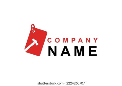 Gavel Hammer with Price Tag for Auction Sale logo design