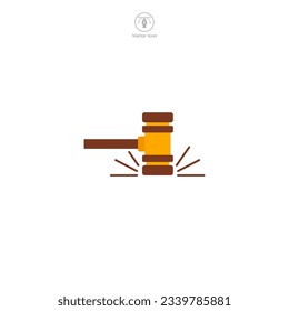 Gavel Hammer and Sound Block icon symbol vector illustration isolated on white background