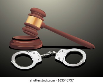 Gavel and handcuffs