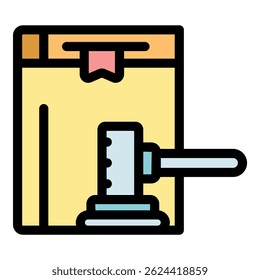 Gavel hitting law book symbolizes judgment, justice, and legal proceedings in court