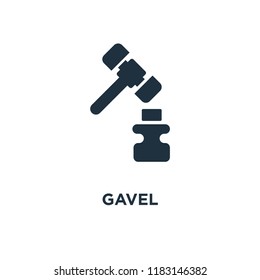 Gavel icon. Black filled vector illustration. Gavel symbol on white background. Can be used in web and mobile.