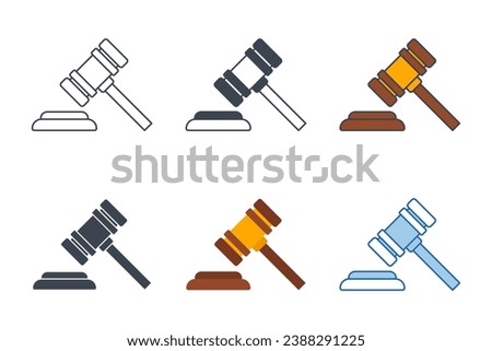 Gavel icon collection with different styles. judge gavel icon symbol vector illustration isolated on white background