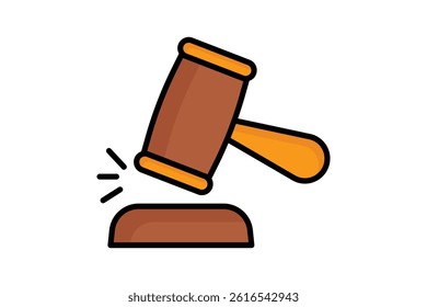 Gavel icon. colored outline icon style. icon related to finality of decisions. law elements vector illustration