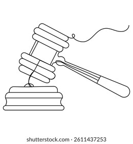 Gavel icon  continuous one line drawing  outline vector illustration