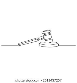 Gavel icon  continuous one line drawing  outline vector illustration