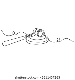 Gavel icon  continuous one line drawing  outline vector illustration