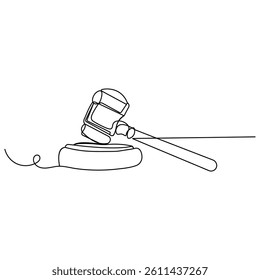 Gavel icon  continuous one line drawing  outline vector illustration