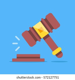 Gavel icon. Court, judgment, bid, auction concepts. Judge gavel, auction hammer. Flat icon. Modern flat design graphic elements. Vector illustration.