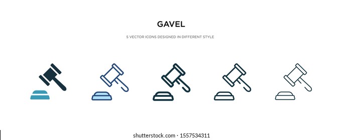 gavel icon in different style vector illustration. two colored and black gavel vector icons designed in filled, outline, line and stroke style can be used for web, mobile, ui