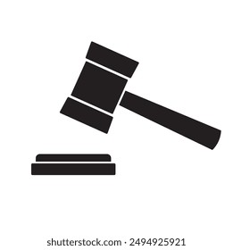 Gavel Icon. Filled Vector. Hammer. Judge Auction Symbol. Decision Sign.