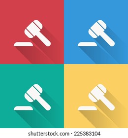 gavel Icon , flat design on 4 color background