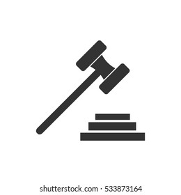 Gavel icon flat. Illustration isolated on white background. Vector grey sign symbol