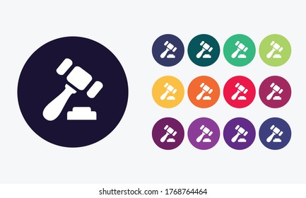 Gavel icon flat vector set.