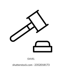 gavel icon. Line Art Style Design Isolated On White Background