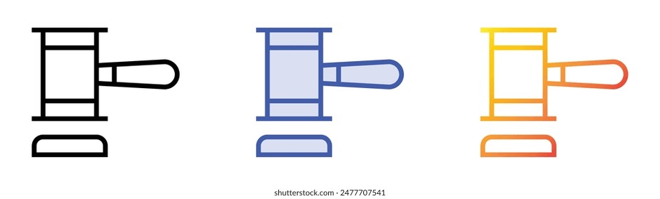 gavel icon. Linear, Blue Fill and Gradient Style Design Isolated On White Background