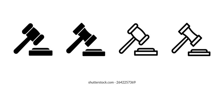 Ícone de martelo design logotipo. símbolo e sinal de martelo juiz. ícone de lei. martelo leilão